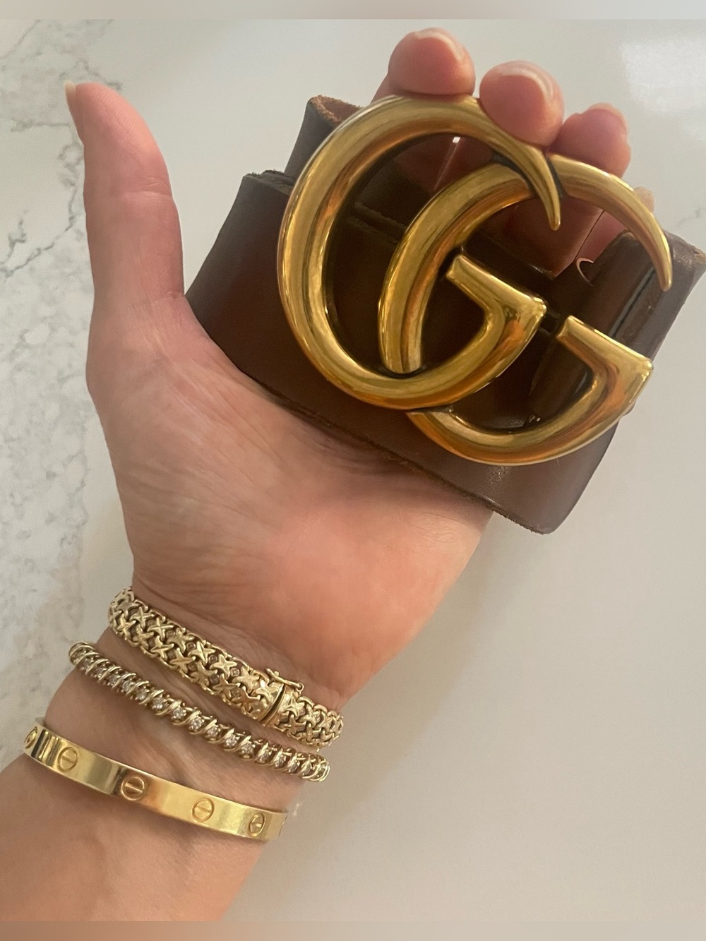 Gucci Marmot gold and brown belt - Picture 3 of 9